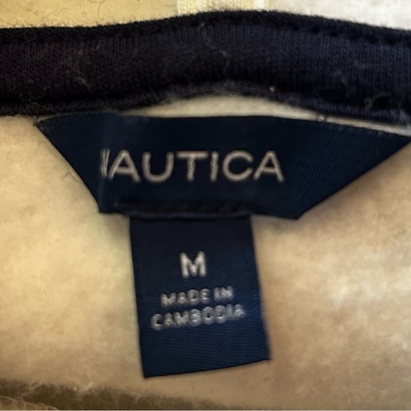 Nautica hoodie sweatshirt white blue stripe sz med oversized fit great condition - Picture 4 of 4